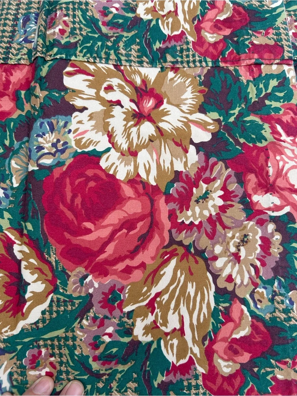 Vintage Ralph Lauren Catherine Red Green Floral Window Valances Lot of Two 17x79